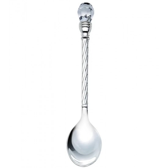 Jogo 6 Colheres 11cm Para Café de Zamac Niquelado Com Cristal